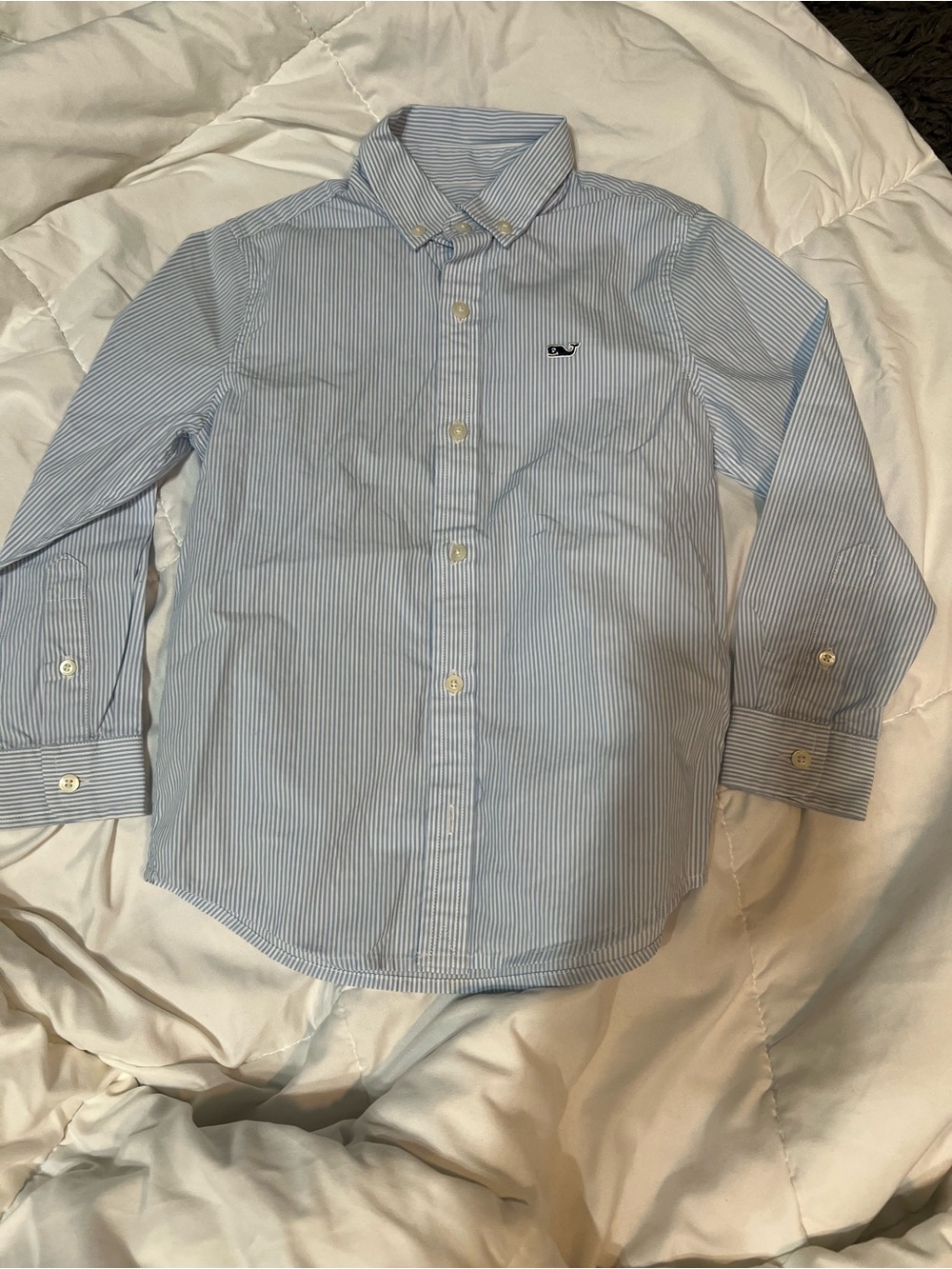 Vineyard Vines Boys Blue & White Striped Button-Down Shirt